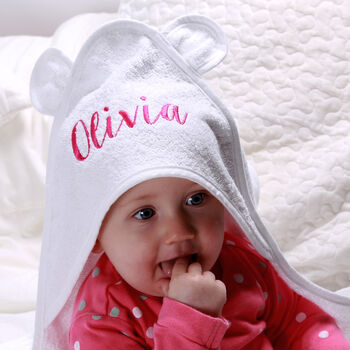 Personalised Hooded Baby Towel With Ears, 2 of 7