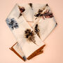 Cream Feather Print Silky Scarf, thumbnail 3 of 4