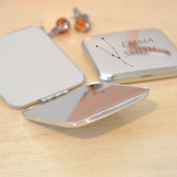 Personalised Taurus Silver Compact Mirror, 2 of 3