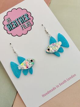 Sparkly Guppy Fish Earrings / Gift For Fish Keepers / Sparkly Fish Earrings, 8 of 9