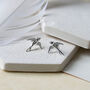 Sterling Silver Swallow Stud Earrings, thumbnail 2 of 3