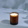 Handmade Lavender Bergamot Amber Glass Candle, thumbnail 3 of 4