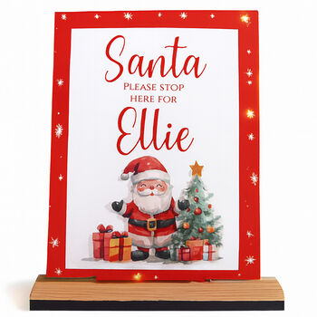Customisable Santa Stop Here Acrylic Sign With Base Children Christmas Eve, 5 of 5