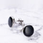 Six Black And Silver Dress Shirt Tuxedo Studs And Cufflink Set In Gift Box, thumbnail 4 of 4