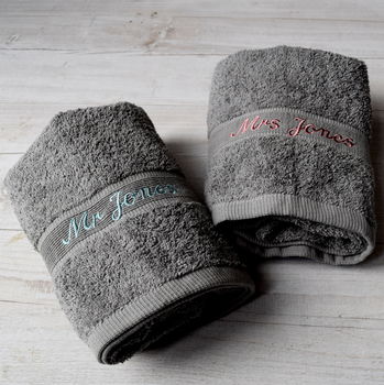 Personalised Grey Wedding Towels, 2 of 4