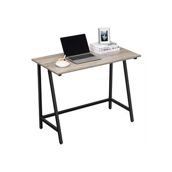 Greige Computer Desk Work Table With Steel Frame, 4 of 7