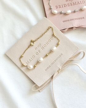 Bridal Party Gift Freshwater Pearl Bracelet Wedding Gift, 3 of 3