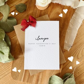 I Love You Name Valentine's Day Bow Card For Him Or For Her, 3 of 4