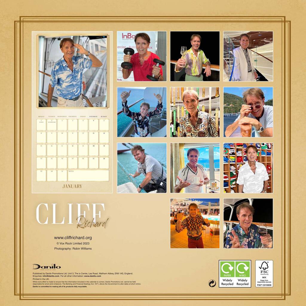'Cliff Richard' 2024 Calendar By Intervino