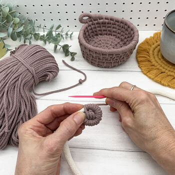 Macrame Kit, Baskets Mauve, 3 of 8