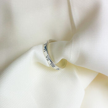 Sterling Silver Engraved Roman Numerals Adjustable Ring, 3 of 5