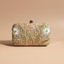 Meena Sage Green Silk Embroidered Clutch, thumbnail 1 of 6