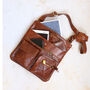 Leather Crossbody Messenger Bag, Tan, thumbnail 3 of 6