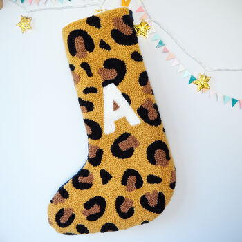 Leopard Print Monogram Christmas Stocking, 3 of 3