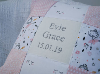 Ballerina Name And Date Cushion, 6 of 8