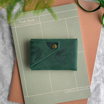 Green Bird Print Leather Wallet, 4 of 7
