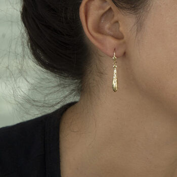 9ct Yellow Gold Dangle Drop Earrings, 2 of 3