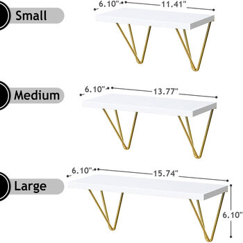 Pack Of Three Gold White Floating Display Shelves, 2 of 4