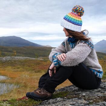 Glacier Rainbow Reflective Super Bobble Hat, 6 of 6