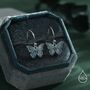 Sterling Silver Blue Butterfly Enamel Drop Hook Earrings, thumbnail 4 of 10