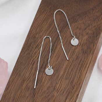 Sterling Silver Tiny Round Disk Ear Threaders, 3 of 9