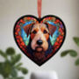 Airedale Terrier Stained Glass Effect Heart Suncatcher, thumbnail 2 of 6