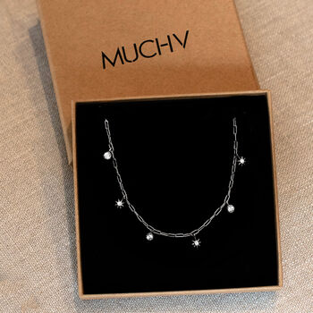 Sterling Silver Charm Choker Moon And Star Charms, 2 of 7