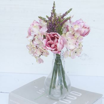 Soft Pink Artificial Bouquet In Light Bulb Vase, 5 of 7
