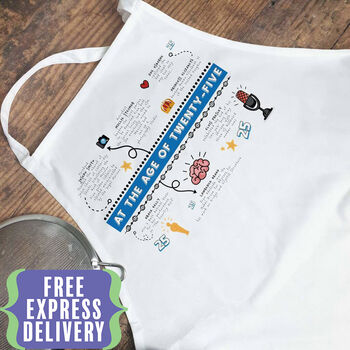 Personalised 25th Birthday White Apron, 2 of 11