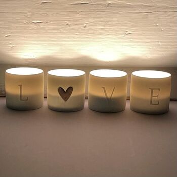 Tealight Holders 'Love' Set Of Four, 5 of 5
