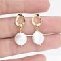 Sterling Silver Genuine Freshwater Pearl Drop Stud Earrings, thumbnail 3 of 12