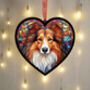 Rough Collie Stained Glass Effect Heart Suncatcher, thumbnail 2 of 5