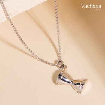 Hourglass Roman Numeral Gold Vermeil, Sterling Silver Necklace, 4 of 12