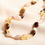 Semi Precious Neutral Stone And Pearl Beaded Necklace In Gold Plating, thumbnail 1 of 3