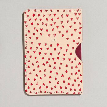 Personalised Heart Print Pink Leather Passport Holder, 2 of 3