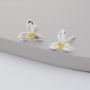 Holly Flower Stud Earrings In Sterling Silver, 2 of 11