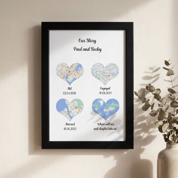 Wedding Gifts Personalised Location Maps Print Met Engaged Married, 9 of 10