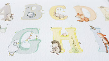 Children's Woodland Animal Alphabet Nursery Art Print, 3 of 7