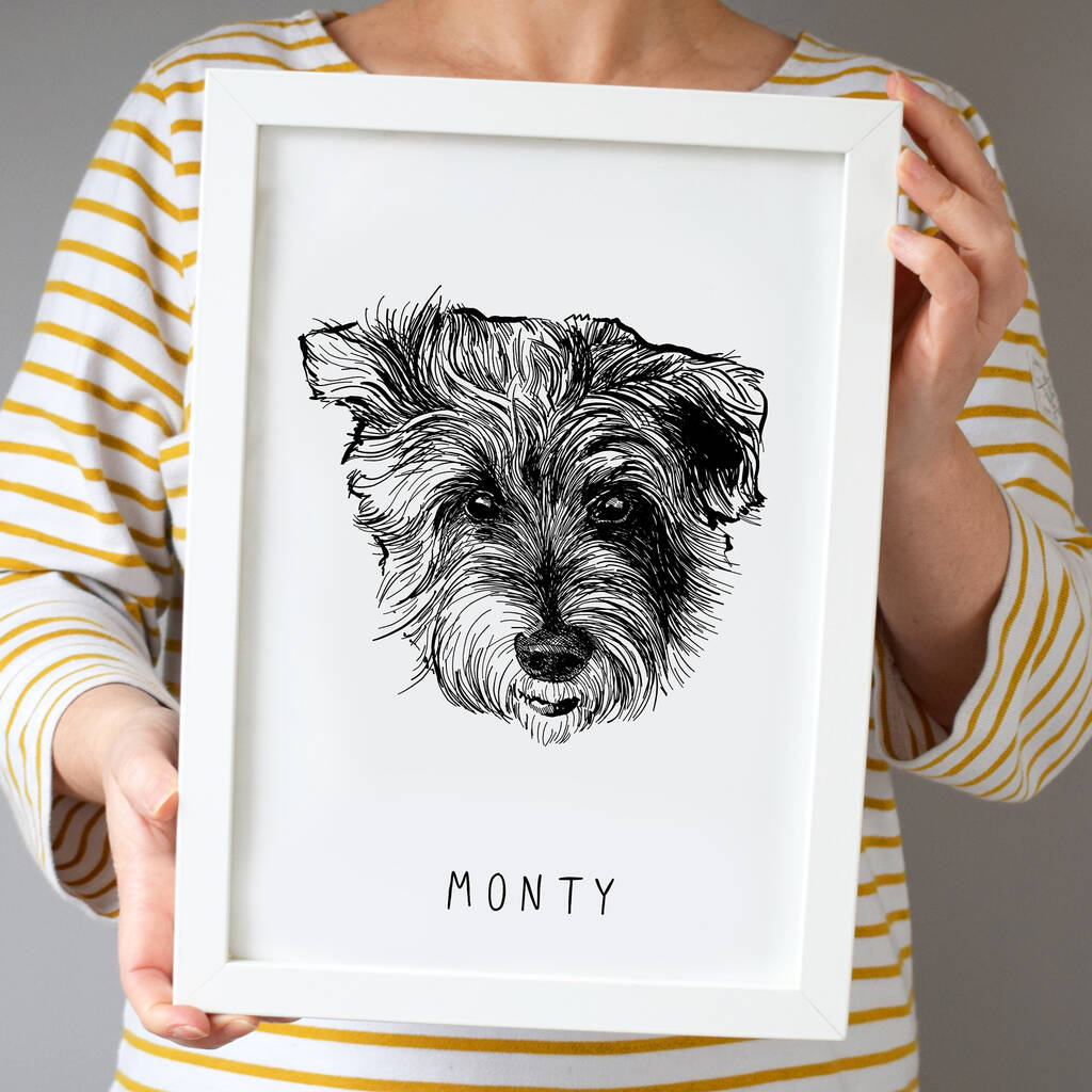 Dog Portrait In Pen And Ink Style By Scribble Print Studio 