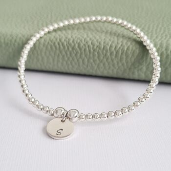 Personalised Sterling Silver Beaded Initial Bracelet, 2 of 5
