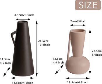 Pack Of Two Dark Brown And Beige Modern Ceramic Vases, 3 of 5