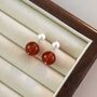 Estelle Ivory Silver Pearl Ball Charm Gift Earrings, thumbnail 3 of 6
