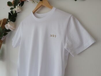 Embroidered 'Mrs' T Shirt Honeymoon Gift, 2 of 3