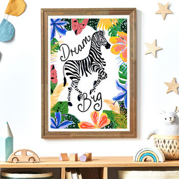 Dream Big Zebra Nursery Print, 2 of 11