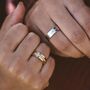 Stainless Steel Wide Couple Promise Band Ring Set, thumbnail 3 of 4