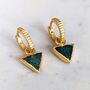 'The Triangle' Green Aventurine Gold Plated Earrings, thumbnail 4 of 6
