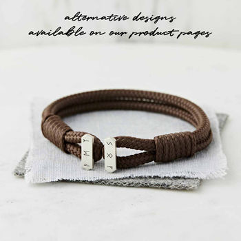 Men's Personalised Coordinate Silver And Cord Bracelet, 5 of 9