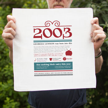 Personalised 21st Birthday Gift 2003 Handkerchief Pair, 4 of 8