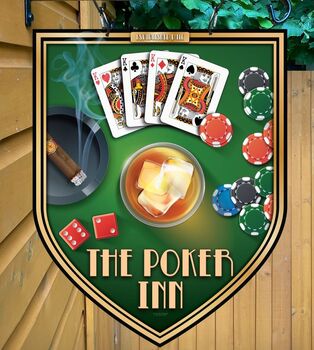 Poker Inn Personalised Home Pub Sign Man Cave Sign, 2 of 9