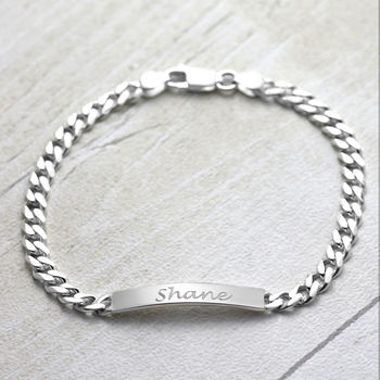 Sterling Silver Chain Identity Bracelet, 2 of 7